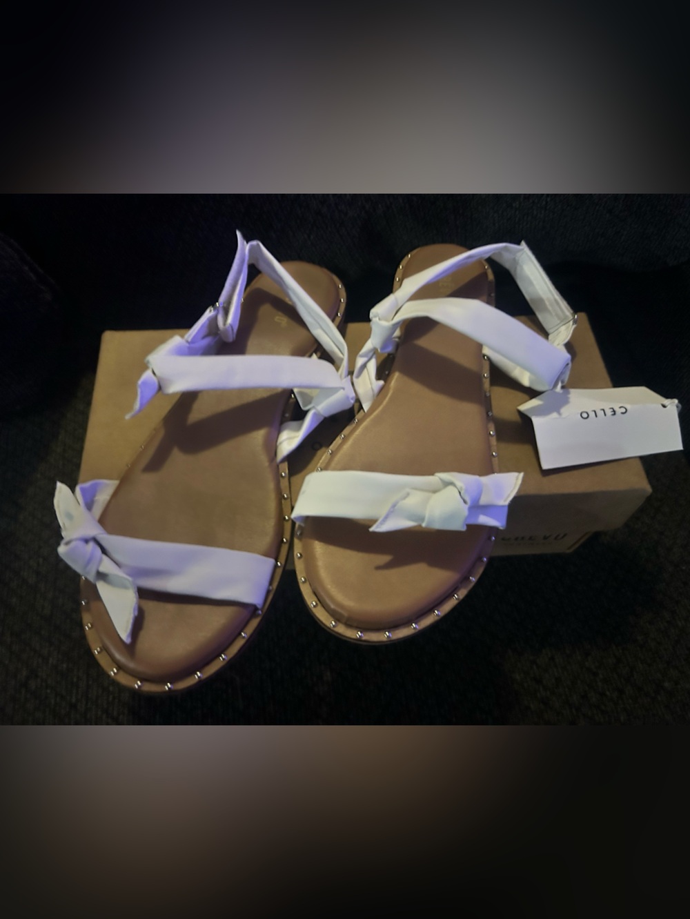 Crevo White Flat Summer Sandals new in box